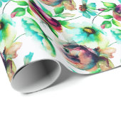 パステルウォーターカラー抽象芸術花 ラッピングペーパー (ロールコーナー)