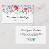 パステルウォーターカラー春の花フローラガーランド 名刺 (正面/裏面)