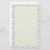 パステルウォーターカラー水玉模様ブルーグリーンライン 便箋 (正面/裏面)