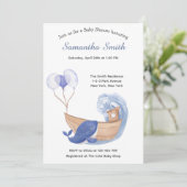 パステルウォーターカラー海ホエールベビーシャワー 招待状 (スタンド正面)