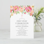パステルウォーターカラー牡丹ファーストホーリーコミュニオン 招待状 (スタンド正面)
