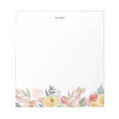 パステルウォーターカラー秋フローラガーラパーソナライズされたンド ノートパッド (正面)