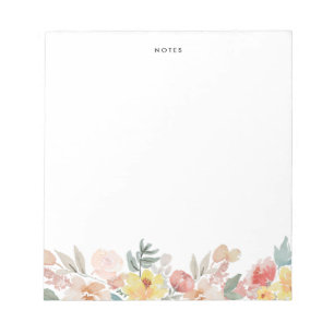 パステルウォーターカラー秋フローラガーラパーソナライズされたンド ノートパッド