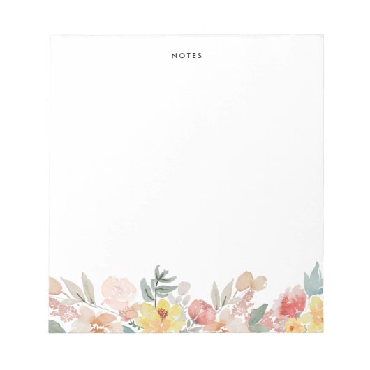 パステルウォーターカラー秋フローラガーラパーソナライズされたンド ノートパッド (正面)