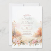 パステルウォーターカラー秋結婚の 招待状 (正面)