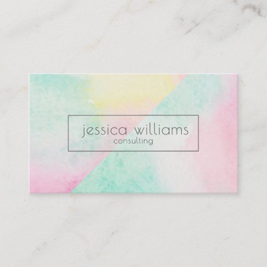 パステルウォーターカラー紙テクスチャジオメトリックデザイン 名刺 (正面)