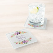 パステルウォーターカラー結婚フラワーズリース ガラスコースター (アングル)