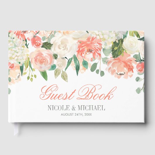 パステルウォーターカラー結婚フラワーズ ゲストブック (正面)