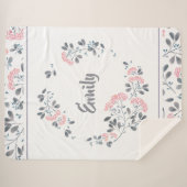 パステルウォーターカラー繊細な花リース シェルパブランケット (正面(横))