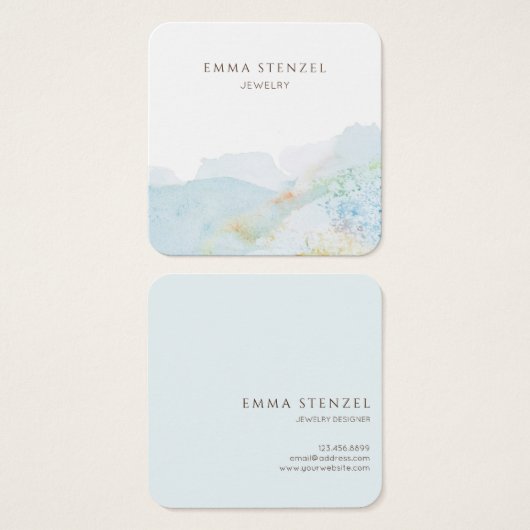 パステルウォーターカラー自然スクエア名刺 (正面&裏面)
