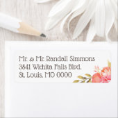 パステルウォーターカラー花模様差出人住所 ラベル (インサイチュ)