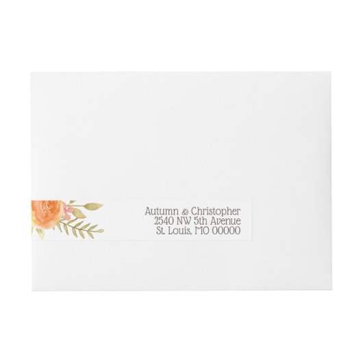 パステルウォーターカラー花模様 ラップアラウンド宛名ラベル (正面)