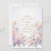 パステルウォーターカラー薄紫結婚式招待状 招待状 (正面)