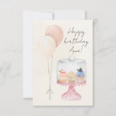 パステルウォーターカラー誕生日カード（カップケーキ付） カード (正面)