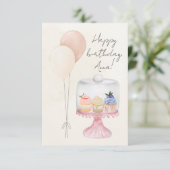 パステルウォーターカラー誕生日カード（カップケーキ付） カード (スタンド正面)