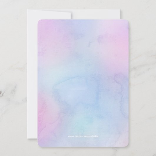 パステルウォーターカラー誕生日メイクオーバーパーティー紫 招待状 (裏面)