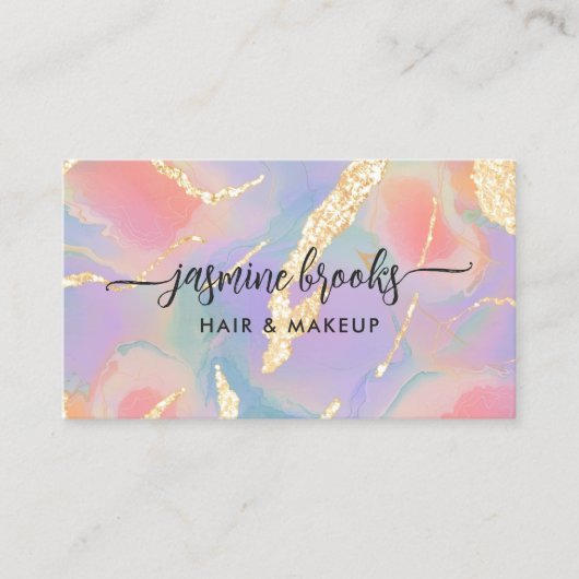 パステルウォーターカラー金ゴールドグリッター 名刺 (正面)