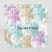 パステルウォーターカラー(ばちゃばちゃ)跳ねる抽象芸術ベビーシャワー 招待状 (正面/裏面)