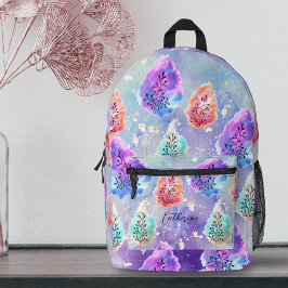 パステルウォーターカラー&インクセレネマジカル葉ズ プリントバックパック