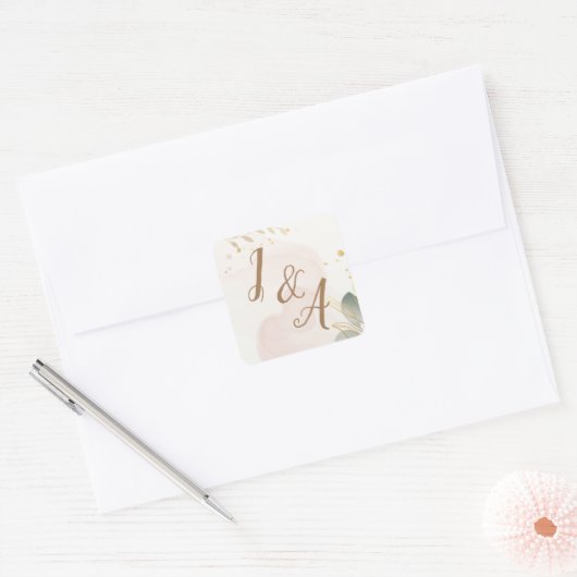 パステルウォーターカラー スクエアシール (封筒)