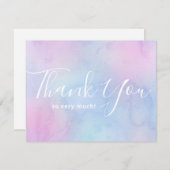 パステルウォーターシンプルカラーエレガント誕生日紫 サンキューカード (正面/裏面)