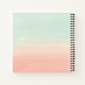 パステルウォーターストライプカラーのシーガラスとピーチネーム ノートブック (裏面)