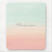 パステルウォーターストライプカラーのシーガラスとピーチネーム マウスパッド (正面)