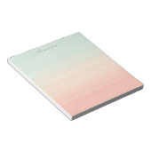 パステルウォーターストライプカラーMSグリーンピーチパーソナライズされた ノートパッド (アングル)