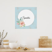 パステルウォーターバラカスタマイズ名付 ポスター (キッチン)