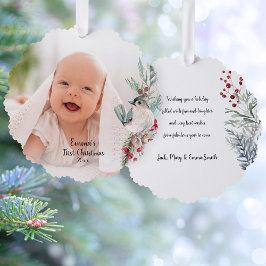 パステルウォーター素朴カラーウィンターボタニカルフォト オーナメントカード