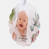 パステルウォーター素朴カラーウィンターボタニカルフォト オーナメントカード (左)