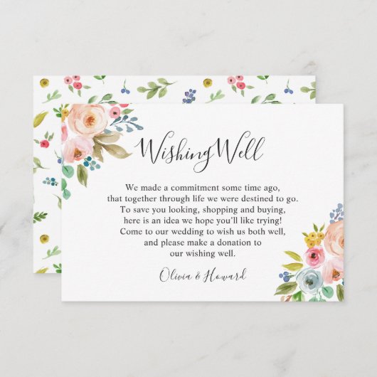 パステルウォーター結婚カラーフローラの願い井戸 招待状 (正面/裏面)
