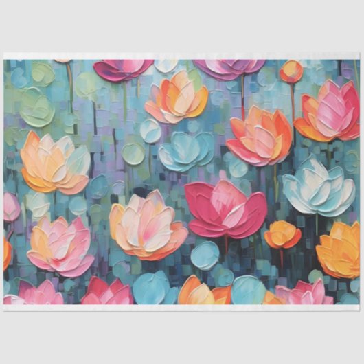 パステルウォーター色の色彩の鮮やか《植物》スイレンデクページ 薄葉紙 (正面)