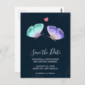 パステルウォーター色の蝶結婚ズ ポストカード (正面/裏面)