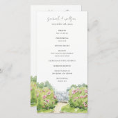 パステルウォーター色コテージ庭園の結婚式プログラム サンキューカード (正面/裏面)