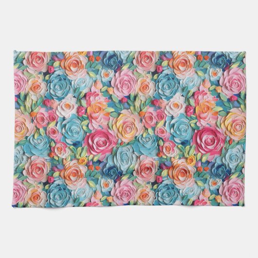 パステルウォーター色彩の鮮やかカラー キッチンタオル (横)