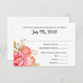 パステルウォーター花模様ウェディングRSVPカード 出欠カード (正面/裏面)