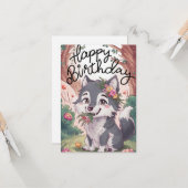 パステルウッズウルフデジタル誕生日 カード (正面/裏面インサイチュ)