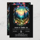 パステルウッズティンバー誕生日 招待状 (正面/裏面)