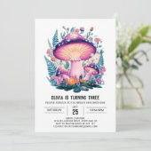 パステルウッズデジタルマッシュルーム誕生日 招待状 (スタンド正面)