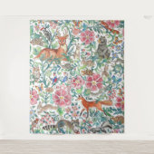 パステルウッドランドアニマルディアキツネウサギラージ  タペストリー (正面)