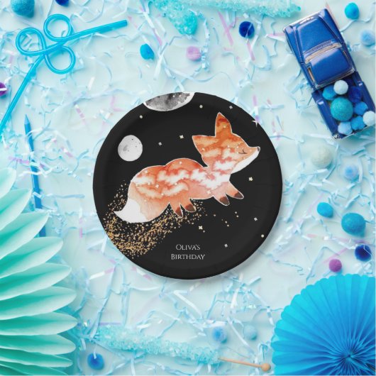 パステルウッドランドキツネ誕生日 ペーパープレート (パーティー)