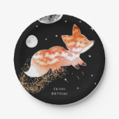 パステルウッドランドキツネ誕生日 ペーパープレート (正面)