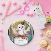 パステルウッドランドフクロウ誕生日 ペーパープレート (パーティー)