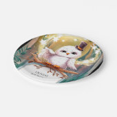 パステルウッドランドフクロウ誕生日 ペーパープレート (アングル)