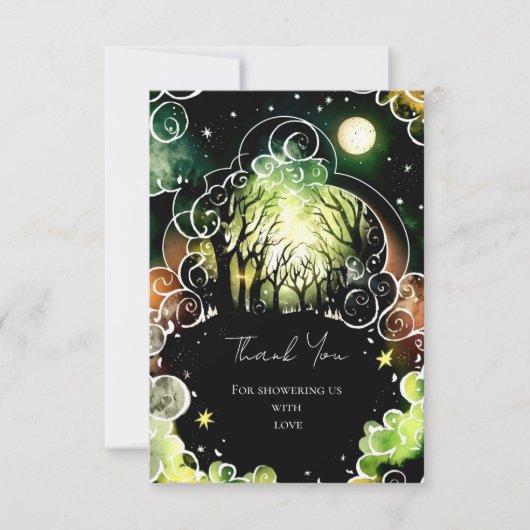 パステルウッドランドベビーシャワー サンキューカード (正面)