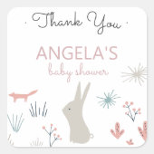 パステルウッドランド |赤ちゃんシャワーステッカー スクエアシール (正面)