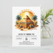 パステルエジプトオンラインピラミッド誕生日 招待状 (スタンド正面)