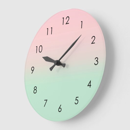 パステルエステグラデーションティックグラデーションピンクミントグリーン  ラージ壁時計 (傾斜)