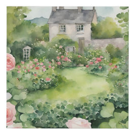 パステルエステティックウォーターカラーアイリッシュランドスケープ フェイクキャンバスプリント